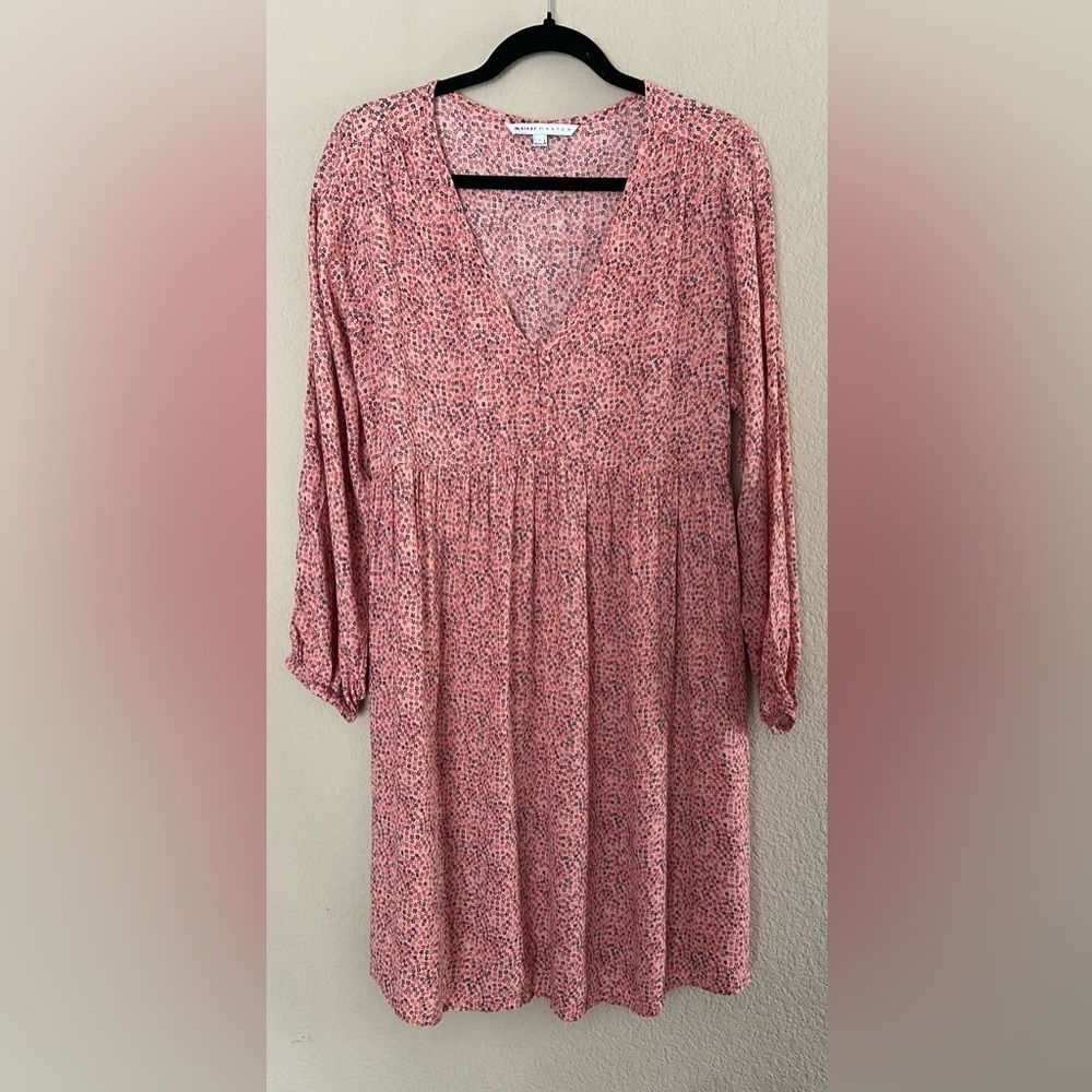 The Nines by Hatch Women’s Dress Maternity Vibrant Coral Floral Babydoll Sz L